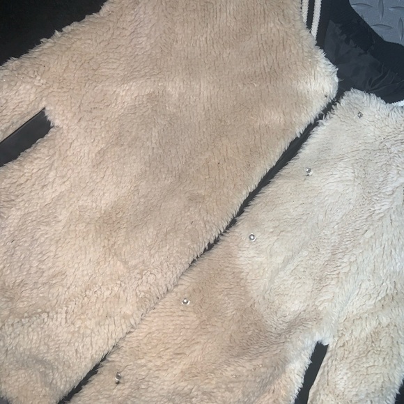 Rue 21 fuzzy bomber Sherpa black cream winter boho sporty casual XL - Picture 3 of 4